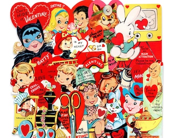 Vintage Valentines Day Paper Die Cuts, Printed Vintage Valentines Paper Decorations High-Quality Laser Reproductions Scrapbooking Crafts N•4