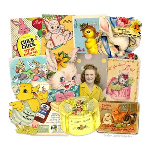 Vintage Ostern Ephemera Papierausschnitte Sortiment, gedruckte Ostern Ephemera Dekorationen Scrapbooking Aufkleber Reproduktionen Papierschnitte N•2