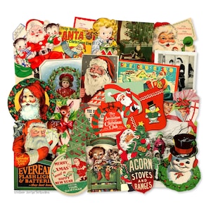 Vintage Christmas Paper Ephemera Die Cuts, Printed Vintage Christmas Paper Decorations High-Quality Laser Reproductions Scrapbook Sticker 1
