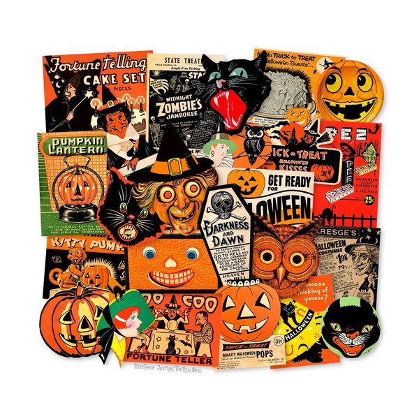 Vintage Halloween Paper Ephemera Die Cuts, Printed Vintage Halloween Paper Decorations High-Quality Laser Reproductions For Scrapbooking