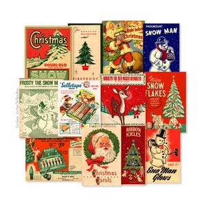 Vintage Weihnachtsbilder 12-teiliges Sortiment Größe der Schnitte variieren von 2,75 "- 3" Hochwertige Laser-Reproduktionen / Set II