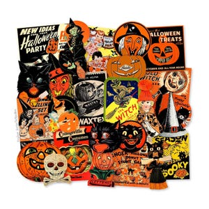 Vintage Halloween Paper Ephemera Die Cuts II, Printed Vintage Halloween Paper Decorations High-Quality Laser Reproductions For Scrapbooking