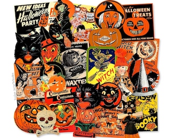 Vintage Halloween Paper Ephemera Die Cuts II, Printed Vintage Halloween Paper Decorations High-Quality Laser Reproductions For Scrapbooking