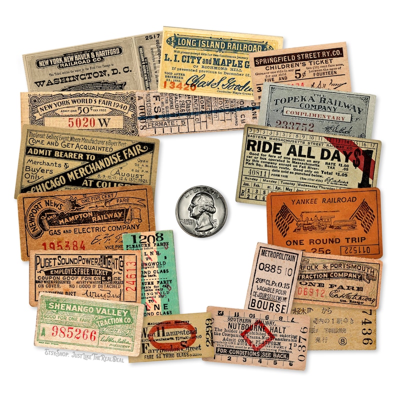 Vintage Railway Ride Tickets Assortment 18 Piece High-quality Laser ...