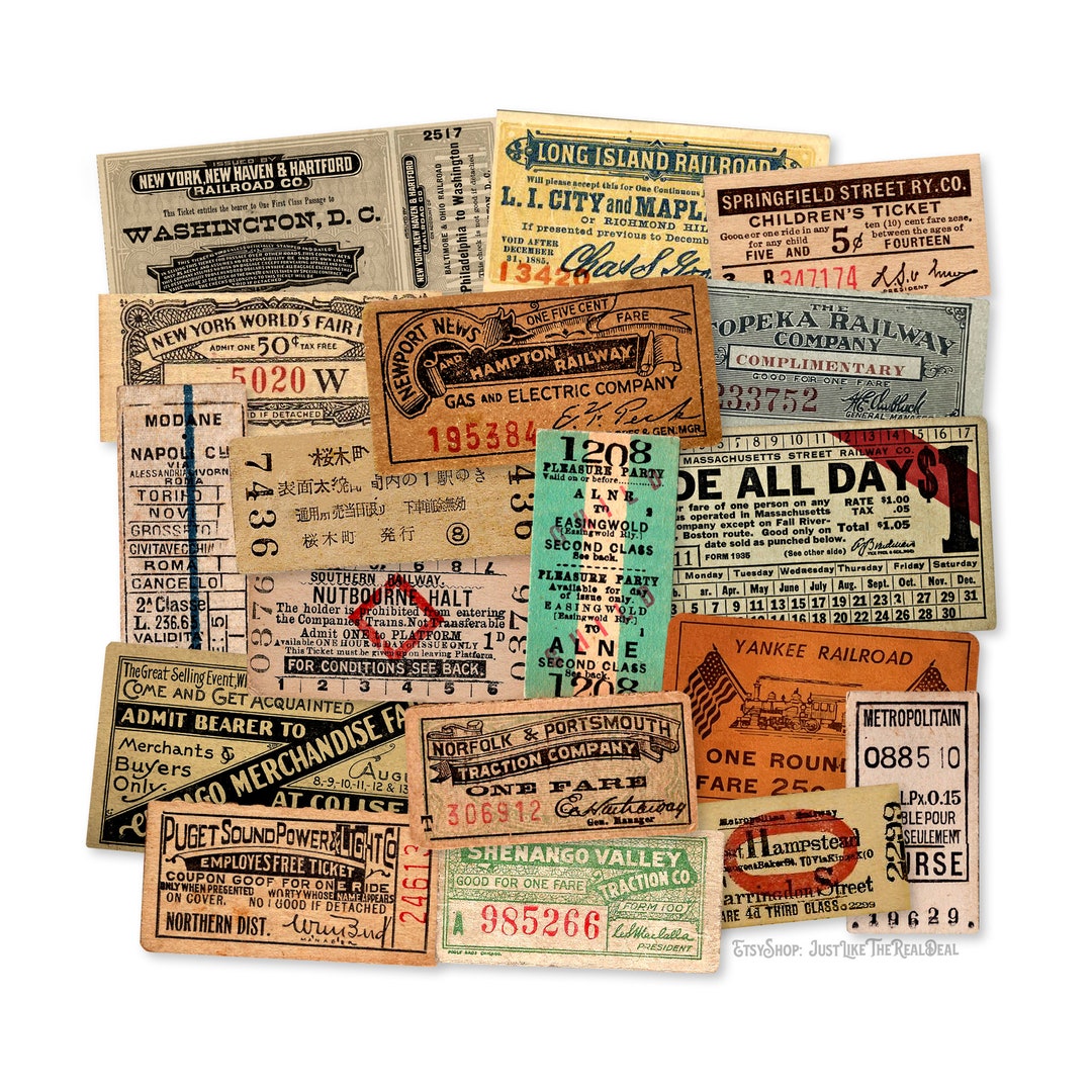 Vintage Railway Ride Tickets Assortment 18 Piece High-quality Laser ...