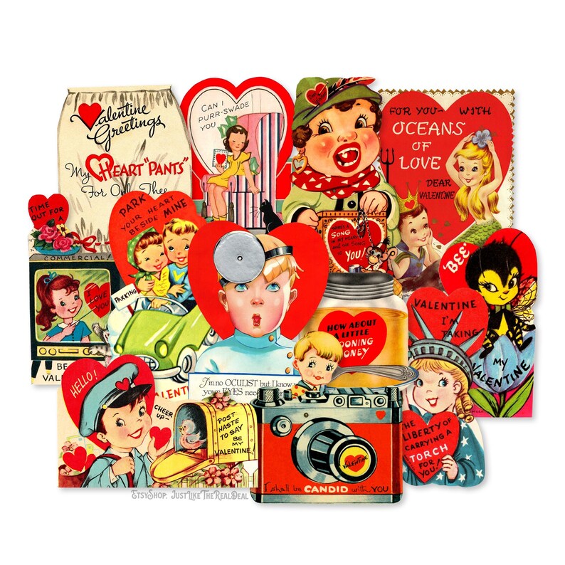 Vintage Valentines Day Paper Die Cuts Printed Vintage Etsy