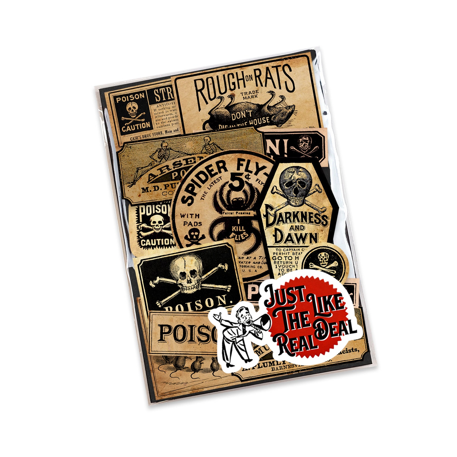 Antique Black Poison & Crossbones Bottle Labels Ephemera 20 Piece High ...