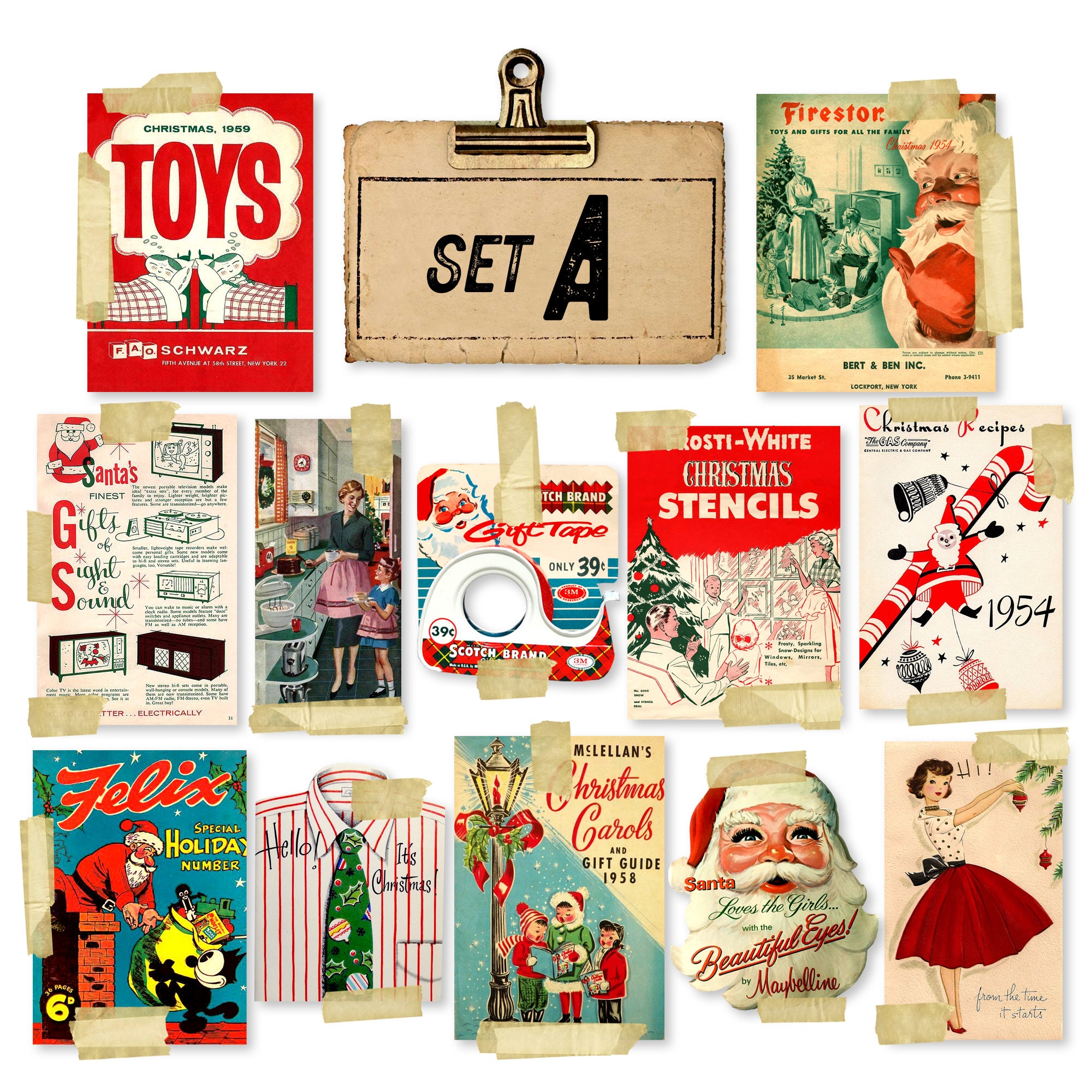 Vintage 1950's Christmas Paper Die Cuts Printed Vintage Etsy