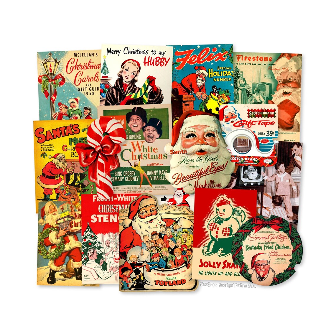 Vintage 1950's Christmas Paper Die Cuts Printed Vintage Etsy