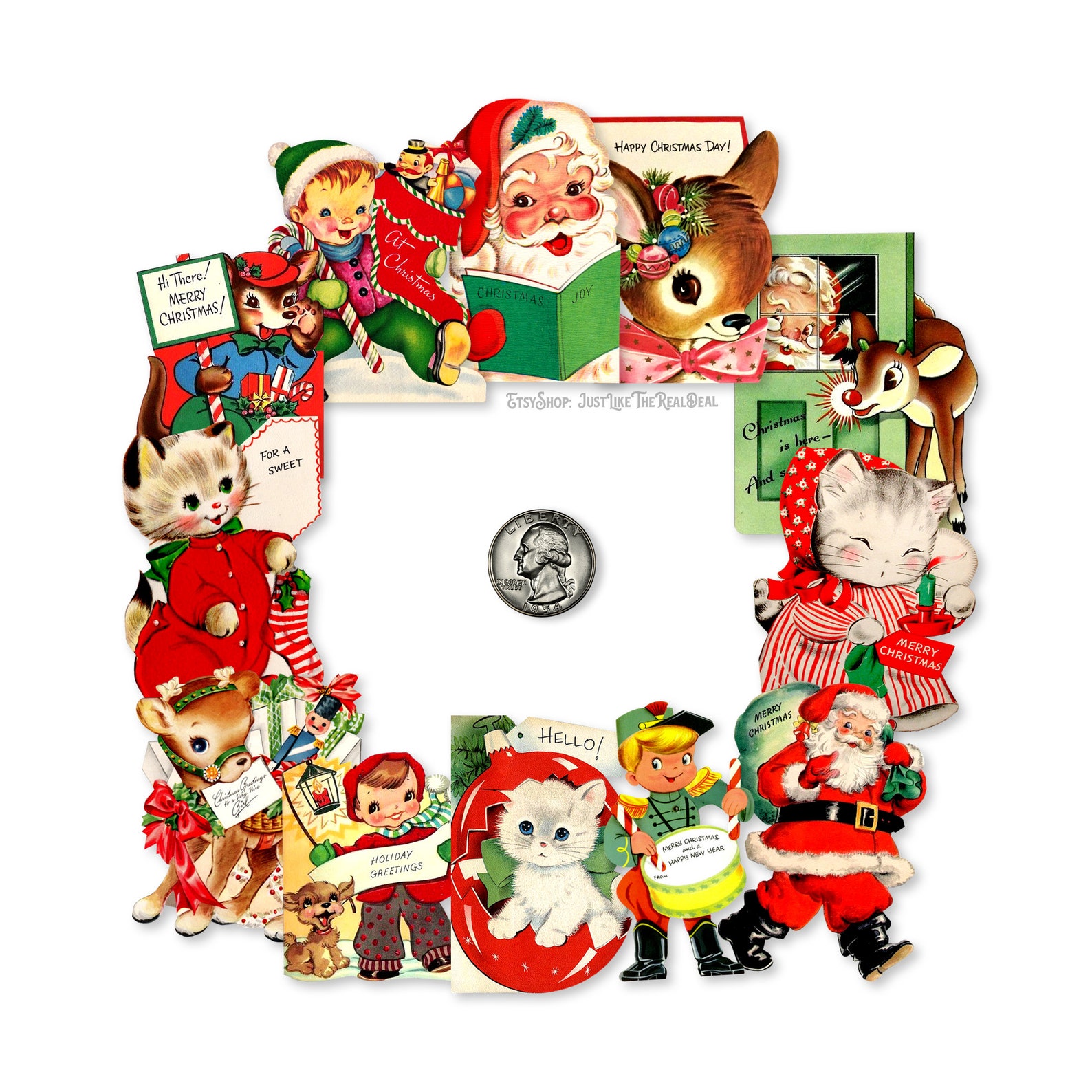 Vintage Christmas Paper Die Cuts Printed Vintage Christmas Etsy