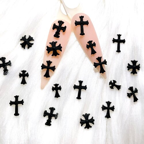 15pcs Metal Silver Cross Nail Charm Etsy