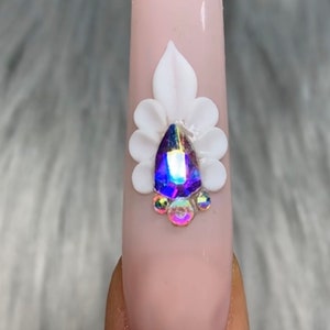 Set 4 Pieces White 3D Nail Flowers Acrylic - Etsy