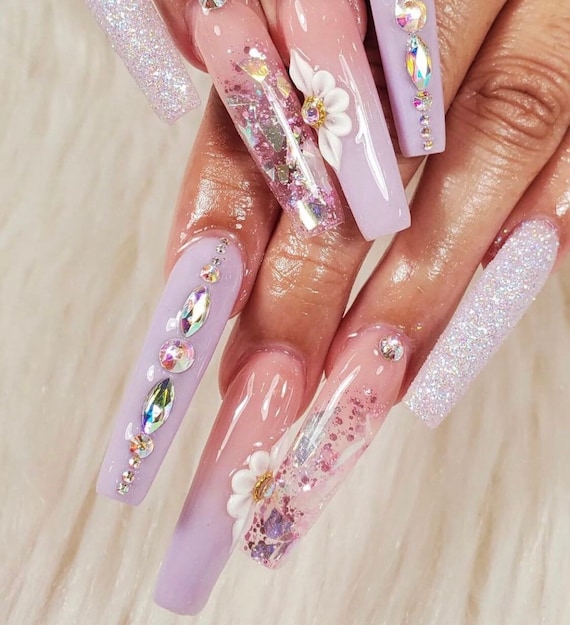 Set 3D Flowers for Nails White Acrylic Nail Flower Etsy