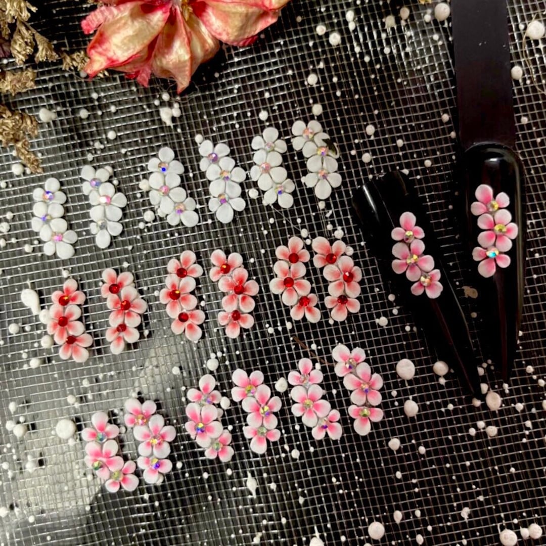 4pcs 3D Nail Flowers Acrylic Flower - Etsy