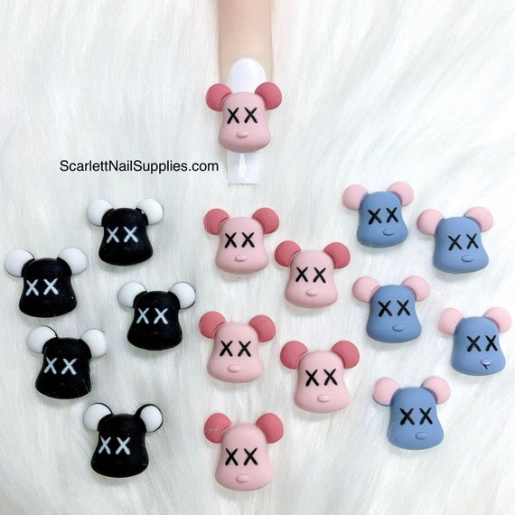  Mini KAWS 3D Nail Charm - Pink Color : Beauty & Personal Care