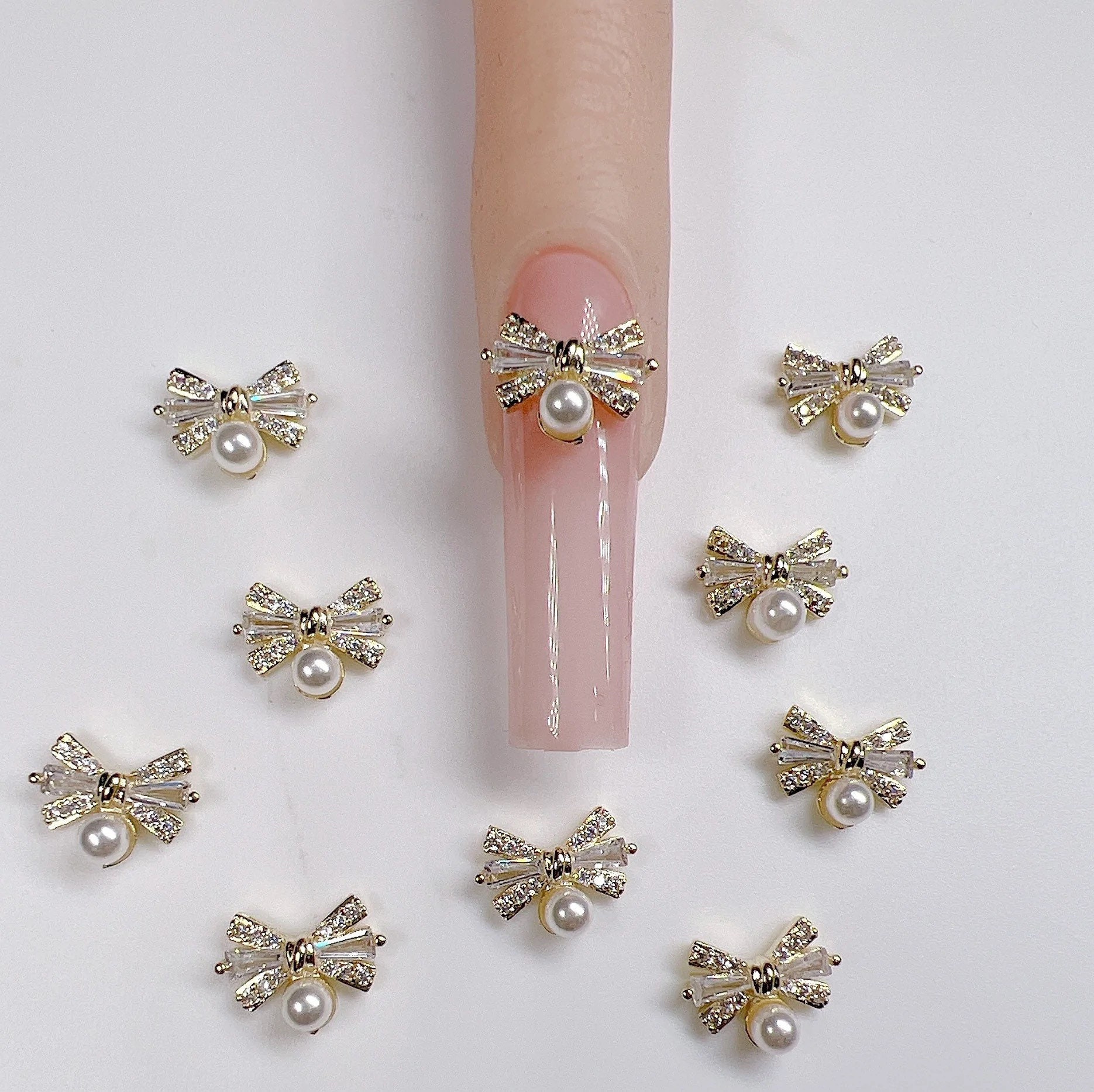 3d Flower Nail Art Charms White Flowers Nail Rhinestones Kit - Temu