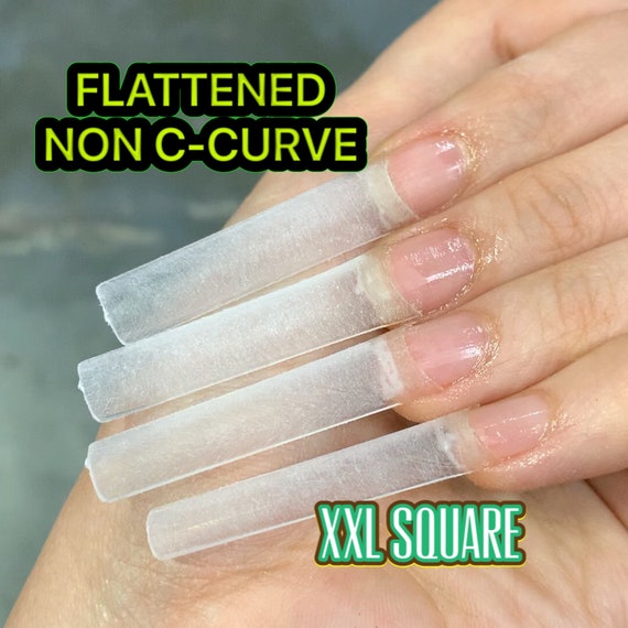 FLATTENED XXL SQUARE Non C Curve Straight Nail Tips Etsy