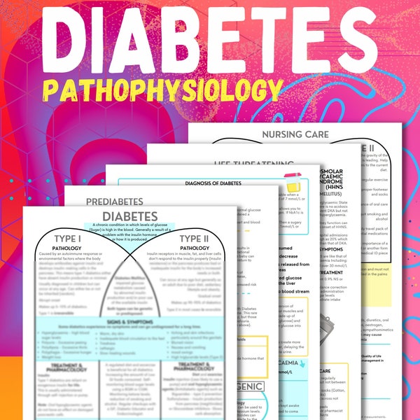 Diabetes guide for nursing students | 5 page digital download