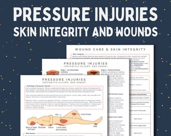 Pressure injuries, wounds and skin integrity guide for nursing students | 3 page pdf