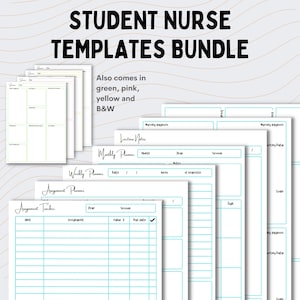 Pack de prise de notes étudiant infirmière | Cartes conceptuelles, suivi des affectations, planificateur, notes de cours, modèle de pharmacologie | 15pages