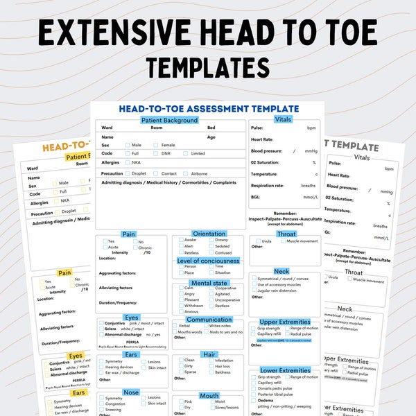 Extensive Head to Toe Assessment Template for Nursing Students