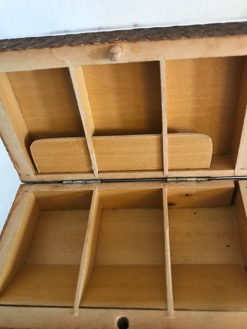 Rare Vintage Carved Wooden Stamp Box Etsy