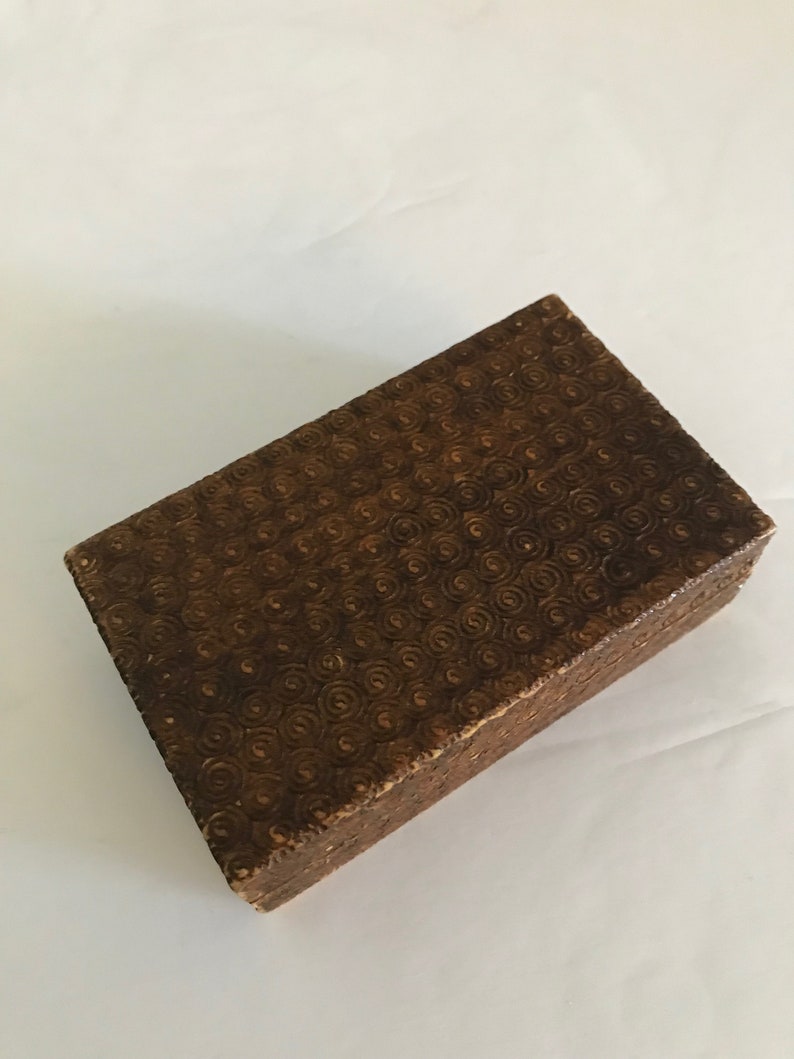 Rare Vintage Carved Wooden Stamp Box Etsy