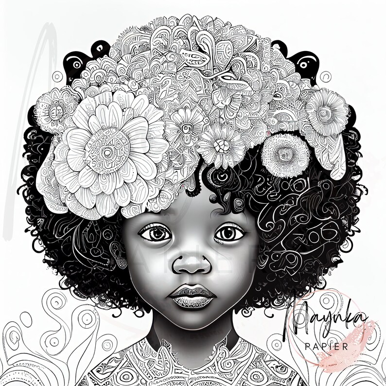 Printable Coloring Page Beautiful Black Little Girl Download