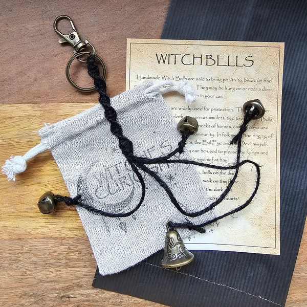 Ostara Witch Bells with Hare and Chick Bell, Bronze Bells Clasp Protection Bells Wiccan Gift Handmade Charm Home Protection Ostara Gift