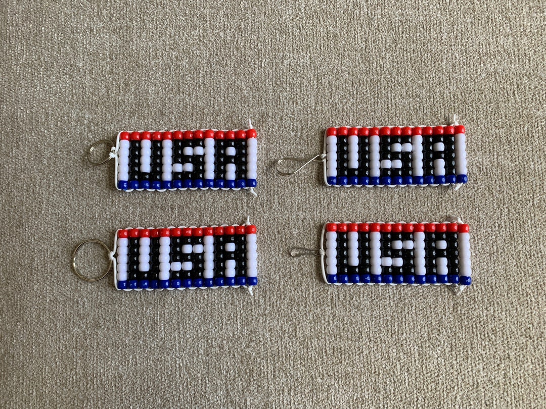 USA Pony Bead Keychain - Etsy