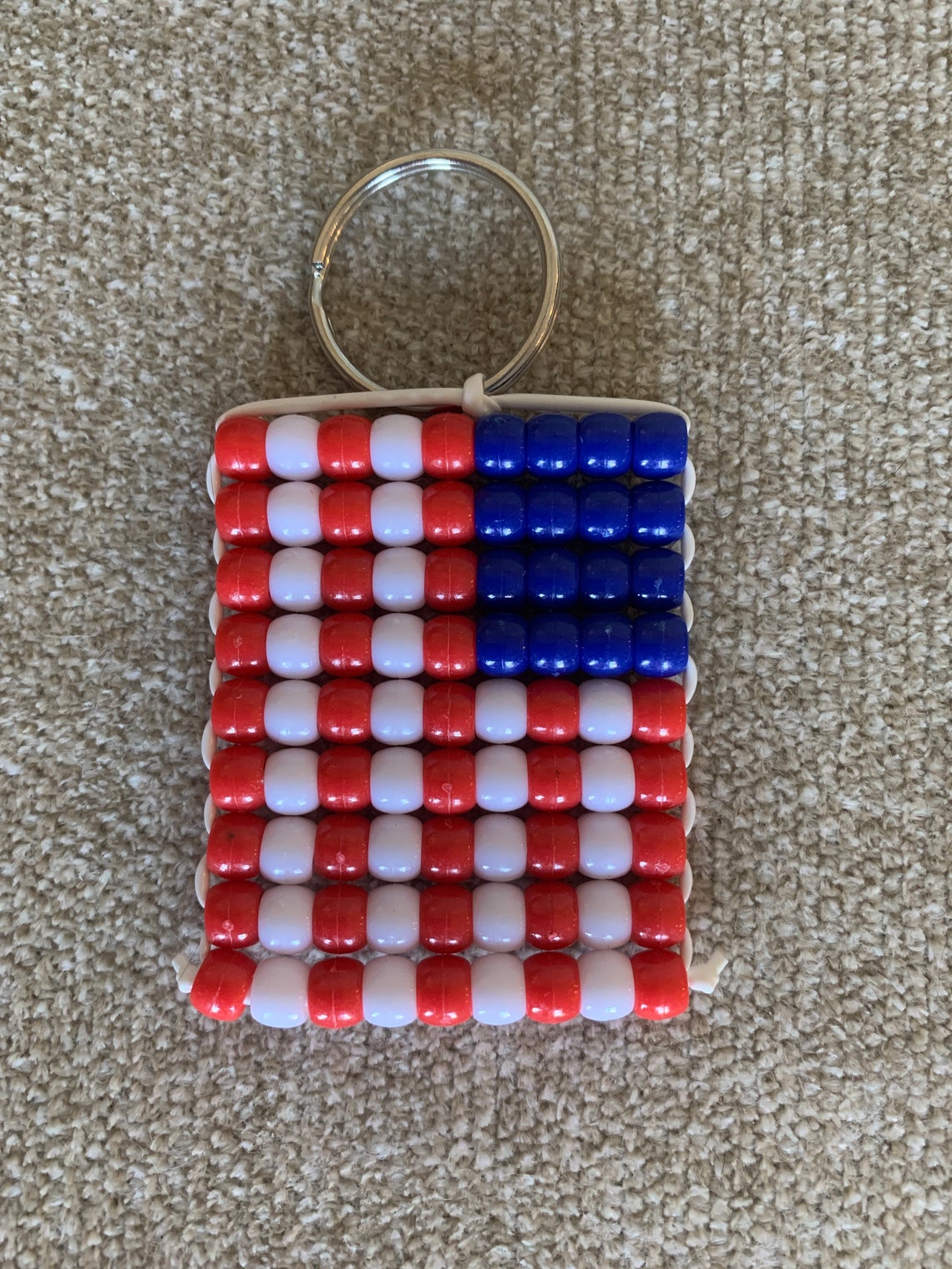 American Flag Pony Bead Keychain Etsy