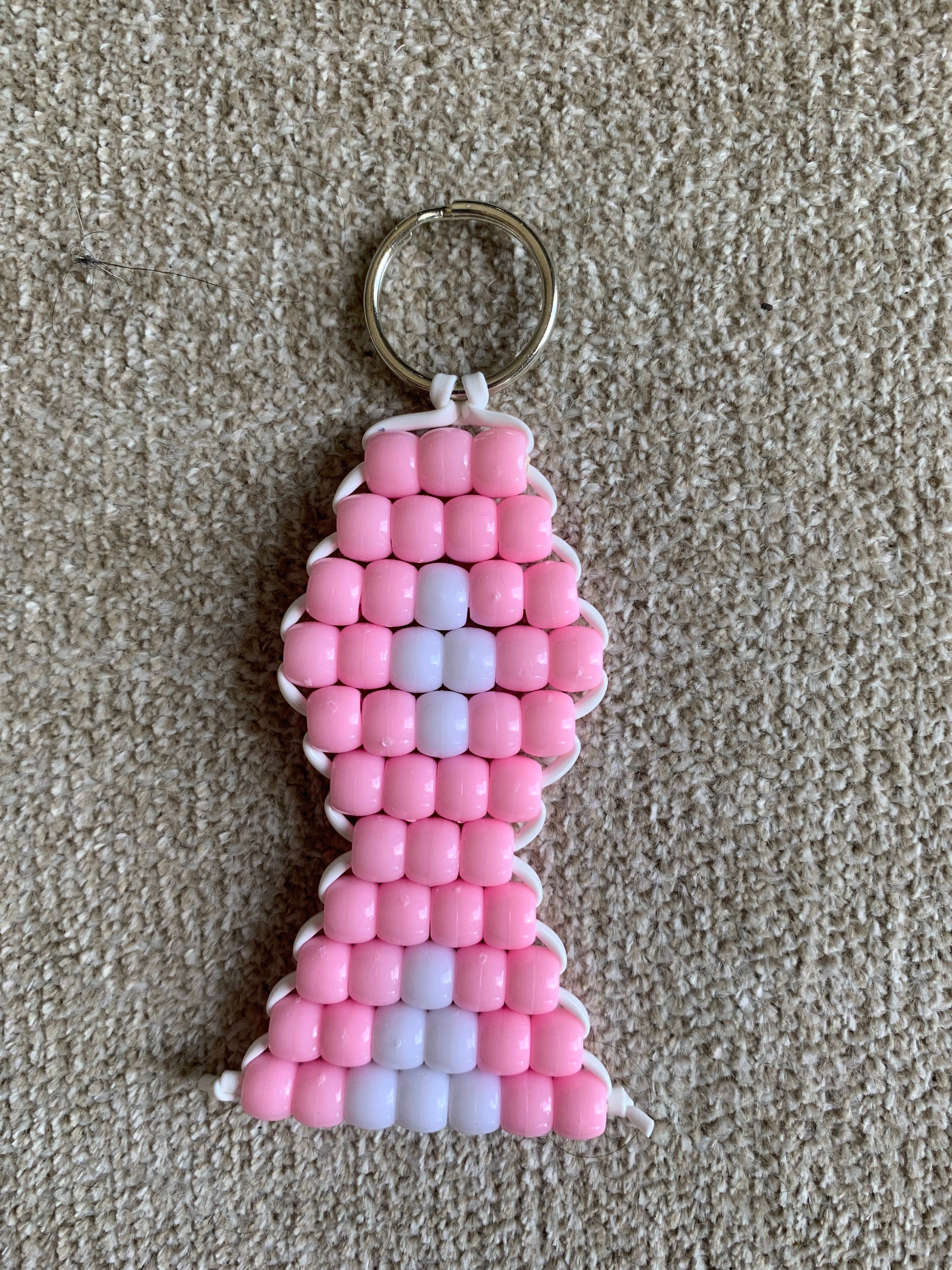 Breast Cancer Awareness Ribbon Pony Bead Keychain - Etsy