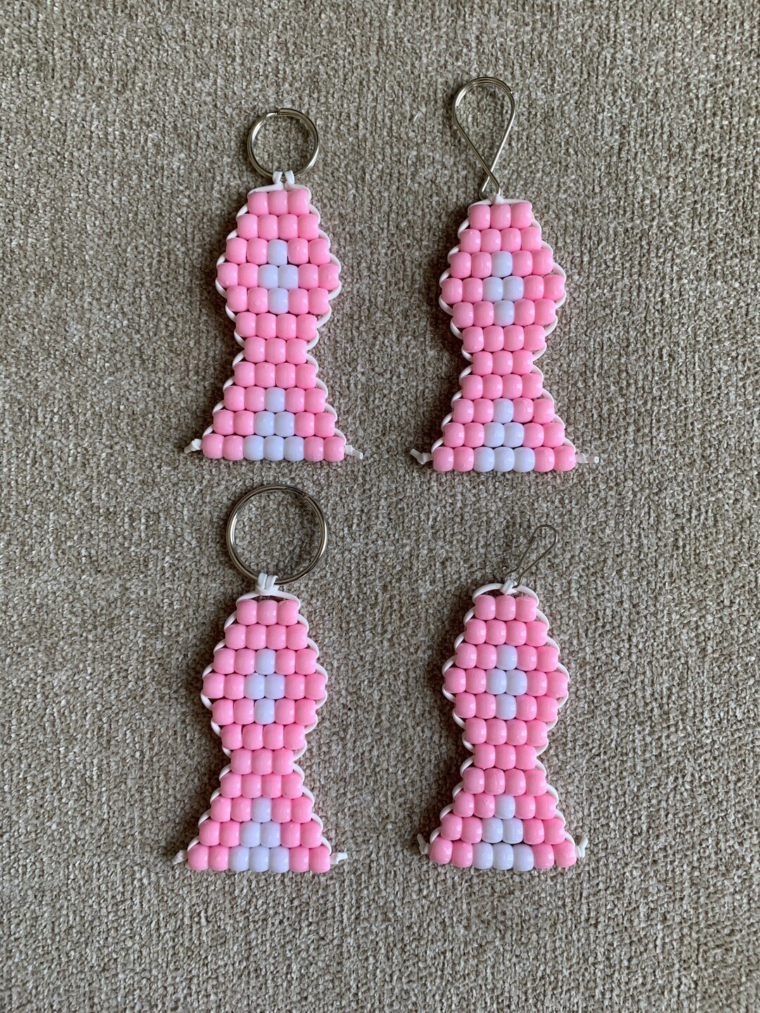 Breast Cancer Awareness Ribbon Pony Bead Keychain - Etsy