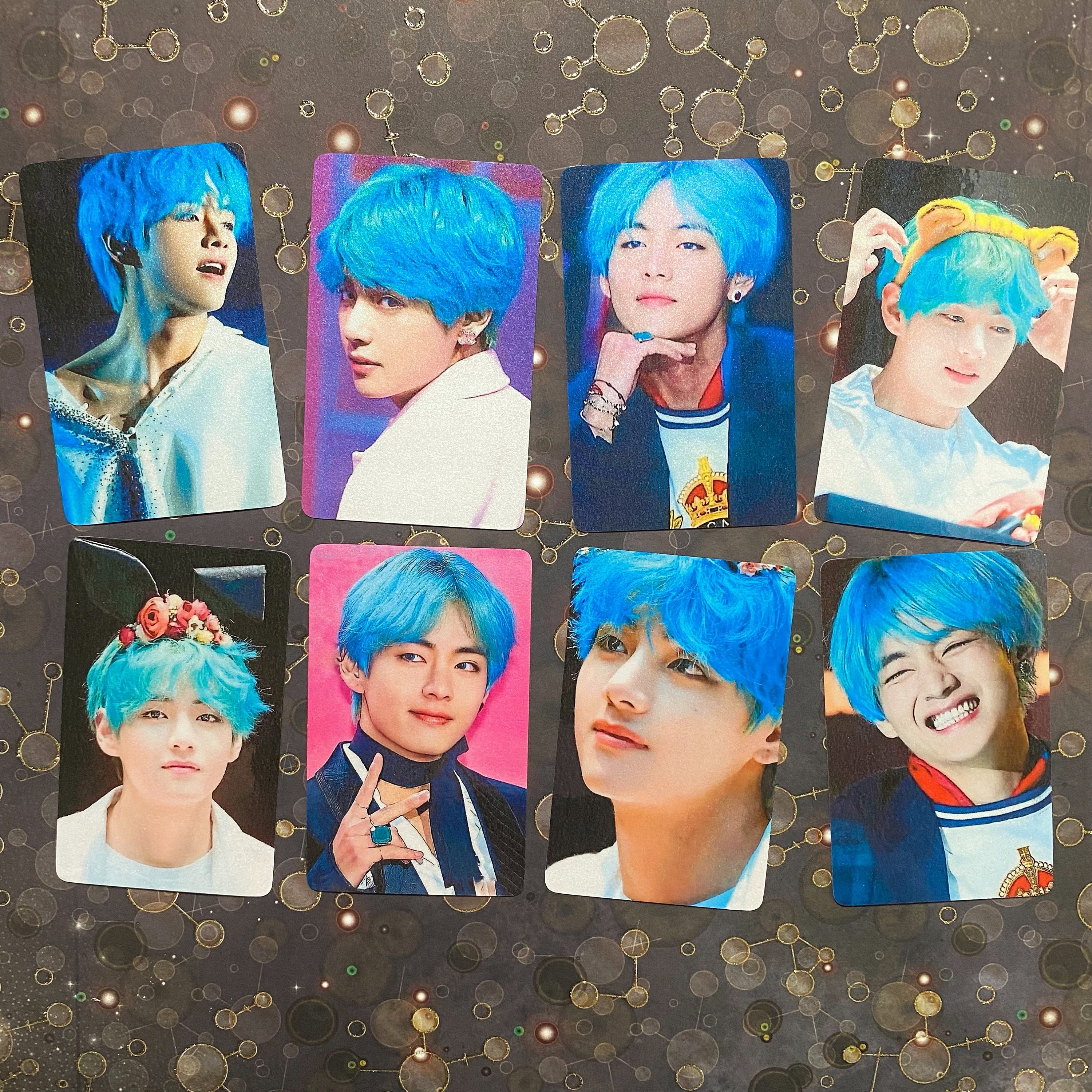 BTS V Kim Taehyung Blue Hair Metallic Shimmer Photocards Set - Etsy BTS V Kim Taehyung Blue Hair Metallic Shimmer Photocards Set - Etsy