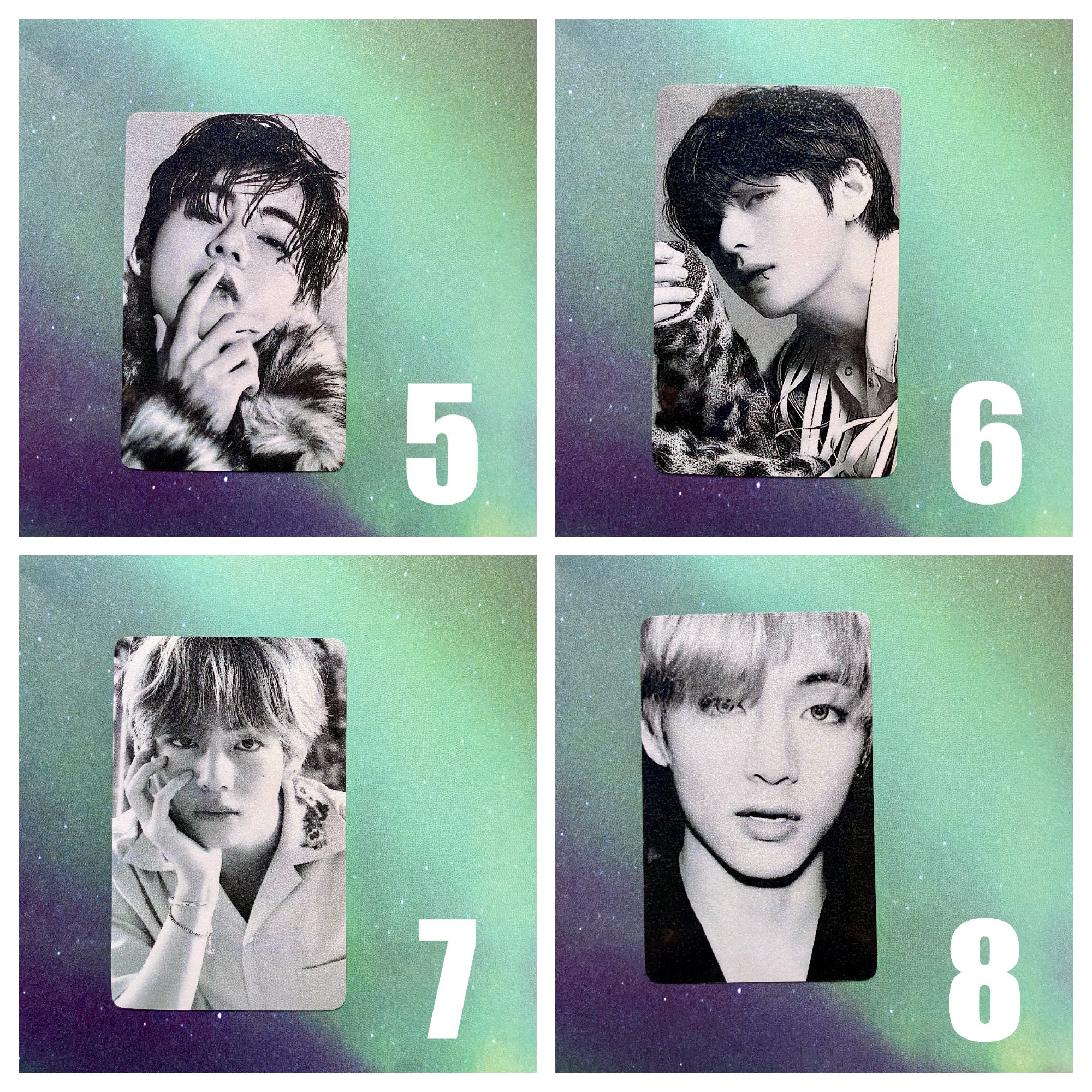 BTS-V ページ BTS V Kim Taehyung Metallic Shimmer Photocards Black and
