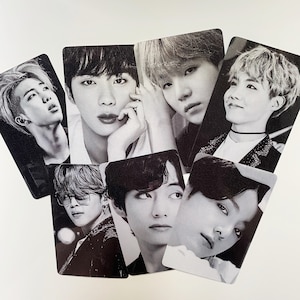Metallic shimmer black & white BTS photocards