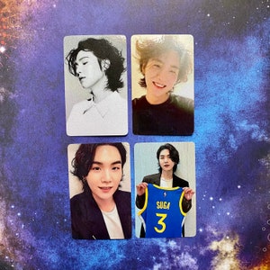 BTS Suga Long Hair metallic shimmer photocards