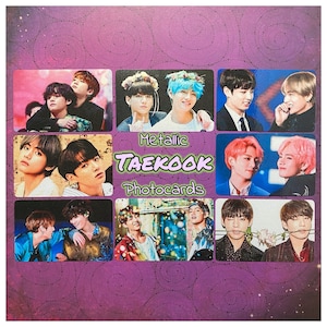 BTS Taekook metallic shimmer photocards set