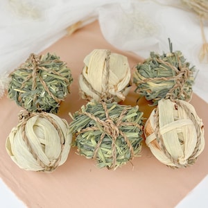 Natural Balls Chew Toys for Small Pets | Hand rolled Toys for Rabbit | Bunny Foraging Toy | Chew Ball for Rabbit Bunny Guinea Pig Enrichment