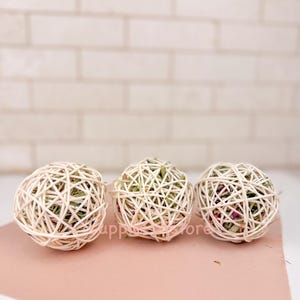 Stuffed Rattan Balls for Rabbits | Bunny Chew Toy with Herbal Forage | Natural Rabbit Enrichment Toy | Bunny Treat Ball | Guinea Pig Toy