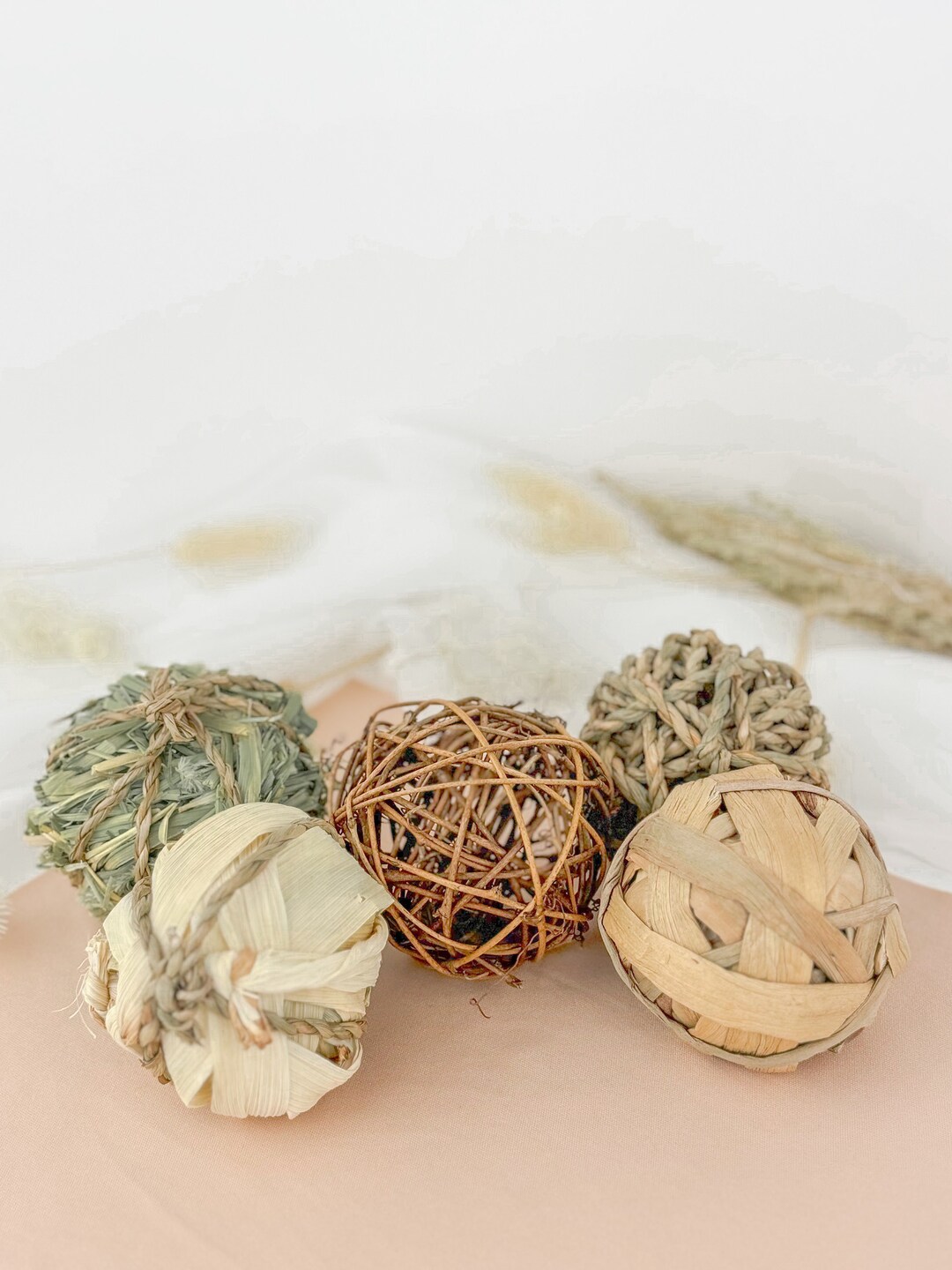 Natural 5 Balls Chew Toys for Small Pets | Natural Toys for Rabbits ...