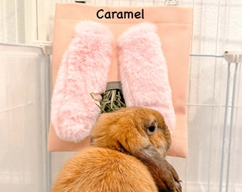 Hase Kaninchen Heu Futtertasche | Kleine hängende Heubehälter-Aufbewahrung für Haustiere | Personalisierbare Heusäcke für Hasen | Heuhalter für Kleintiere