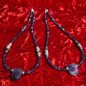Amethyst w/ Rhodonite crystal Choker