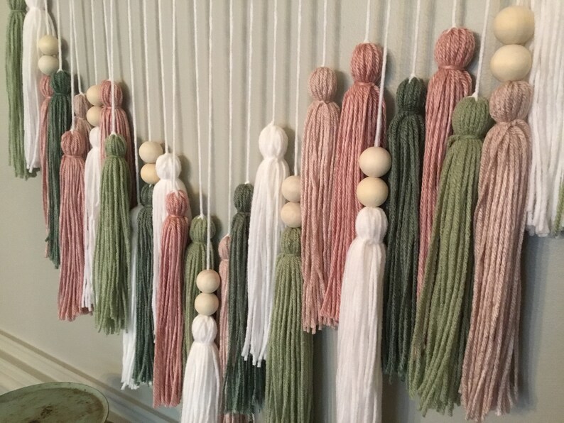 Wood Bead and Tassel Garland Dorm Wall Decor Nursery Decor Etsy