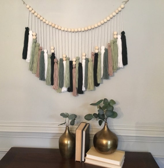 Wood Bead and Tassel Garland Yarn Garland Nursery Decor Etsy