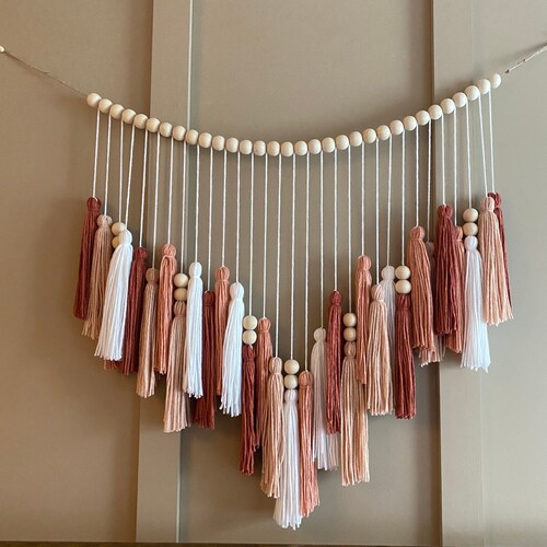 Wood Bead and Tassel Garland Yarn Garland Nursery Decor Etsy