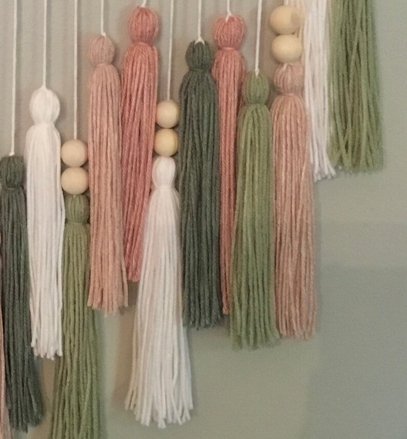 Wood Bead and Tassel Garland Dorm Wall Decor Nursery Decor Etsy
