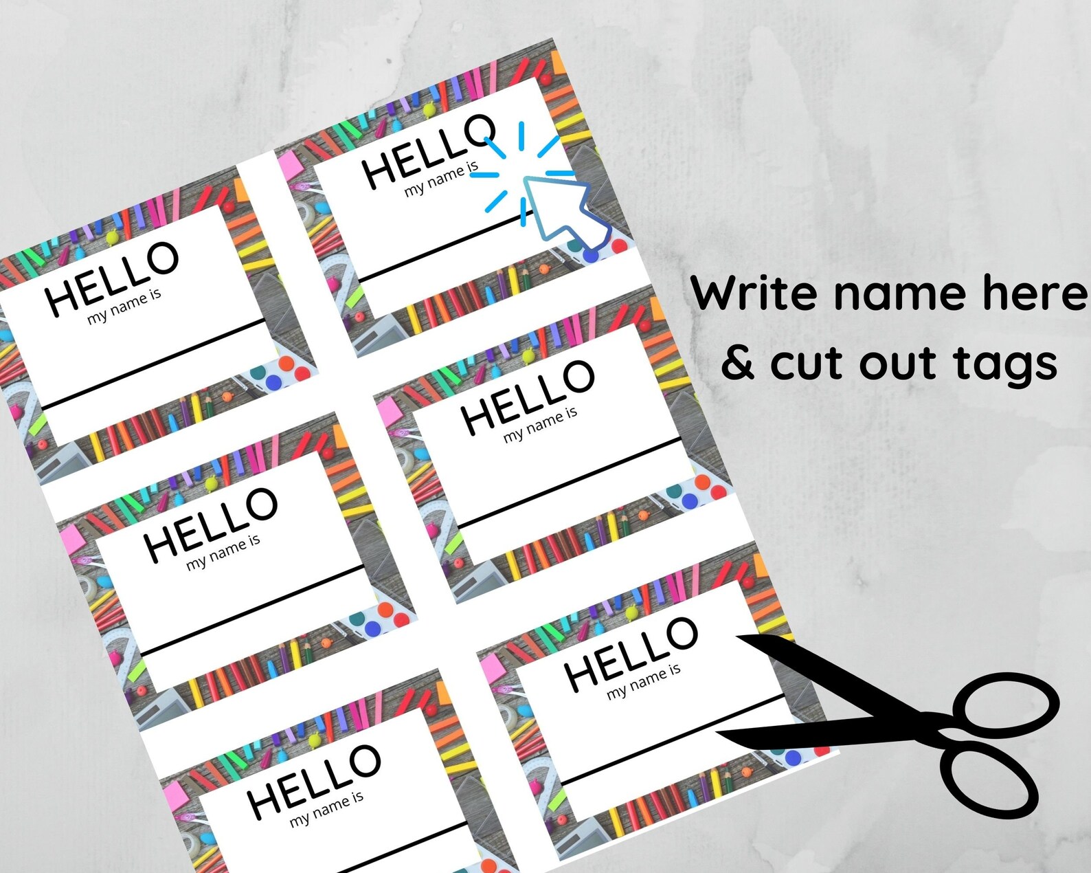 Hello My Name is Class Name Tags Digital Tag Labels | Etsy