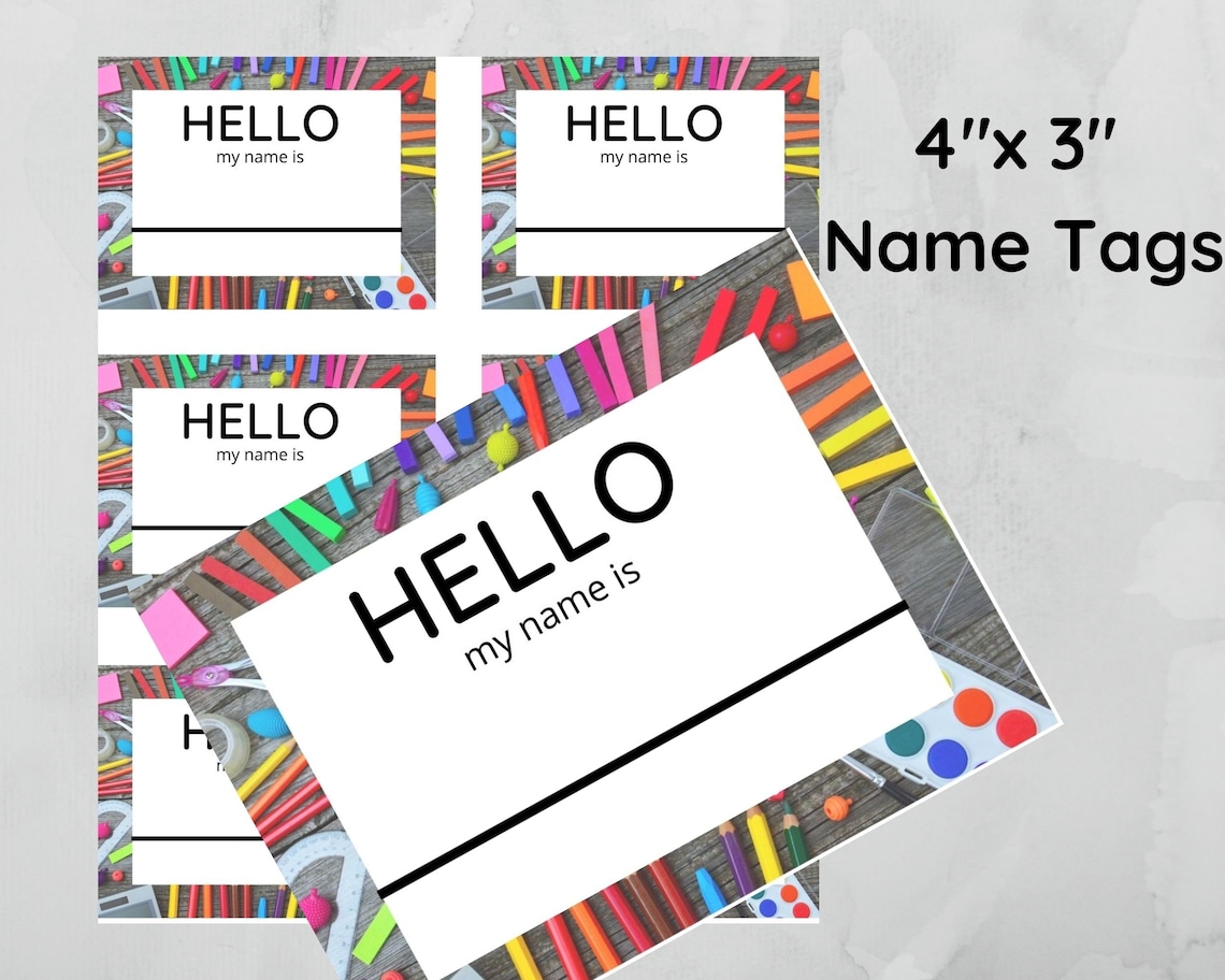 Hello My Name is Class Name Tags Digital Tag Labels | Etsy
