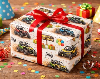 Can-Am UTV Racing Birthday Wrapping Paper | Off-Road Motocross Theme
